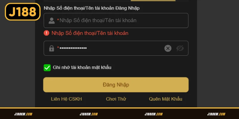 Đăng nhập J188 là yếu tố quan trọng và cần thiết