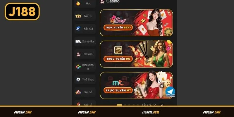 Khám phá các sảnh Casino J188 uy tín