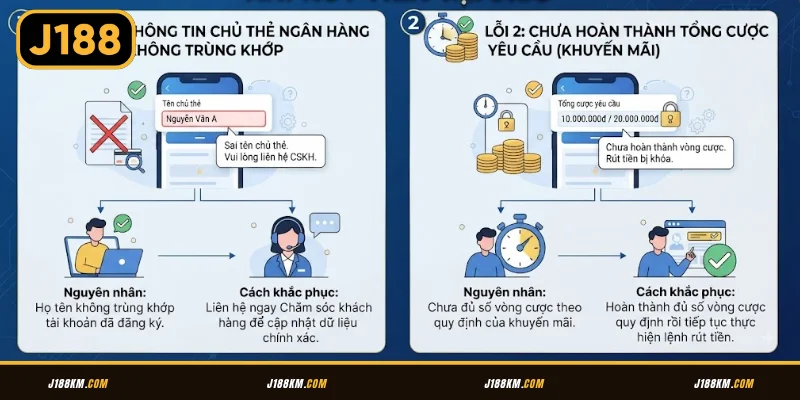 Lỗi thường gặp và cách khắc phục khi rút tiền tại J188